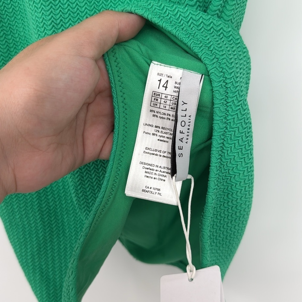 SeaFolly Australia Sea Dive One Shoulder Keyhole One Piece - Jade Size 10 NEW - Picture 9 of 11